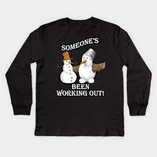 Snowmen Gifts, Funny Snowman Shirt, Workout Snowmen Fun Saying Christmas Gift Kids Long Sleeve T-Shirt